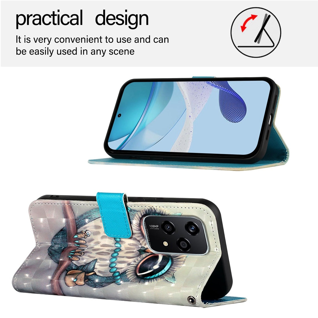 Honor 200 Lite Global Leather Flip Phone Case with 3D Painted Design, Card Holder, Wallet & Stand Function - Durable Protection & Easy Access