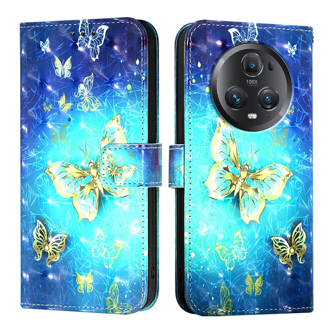 Honor Magic5 Pro Leather Flip Phone Case with 3D Painted Design, Card Holder, Wallet & Stand Function - Durable Protection & Easy Access