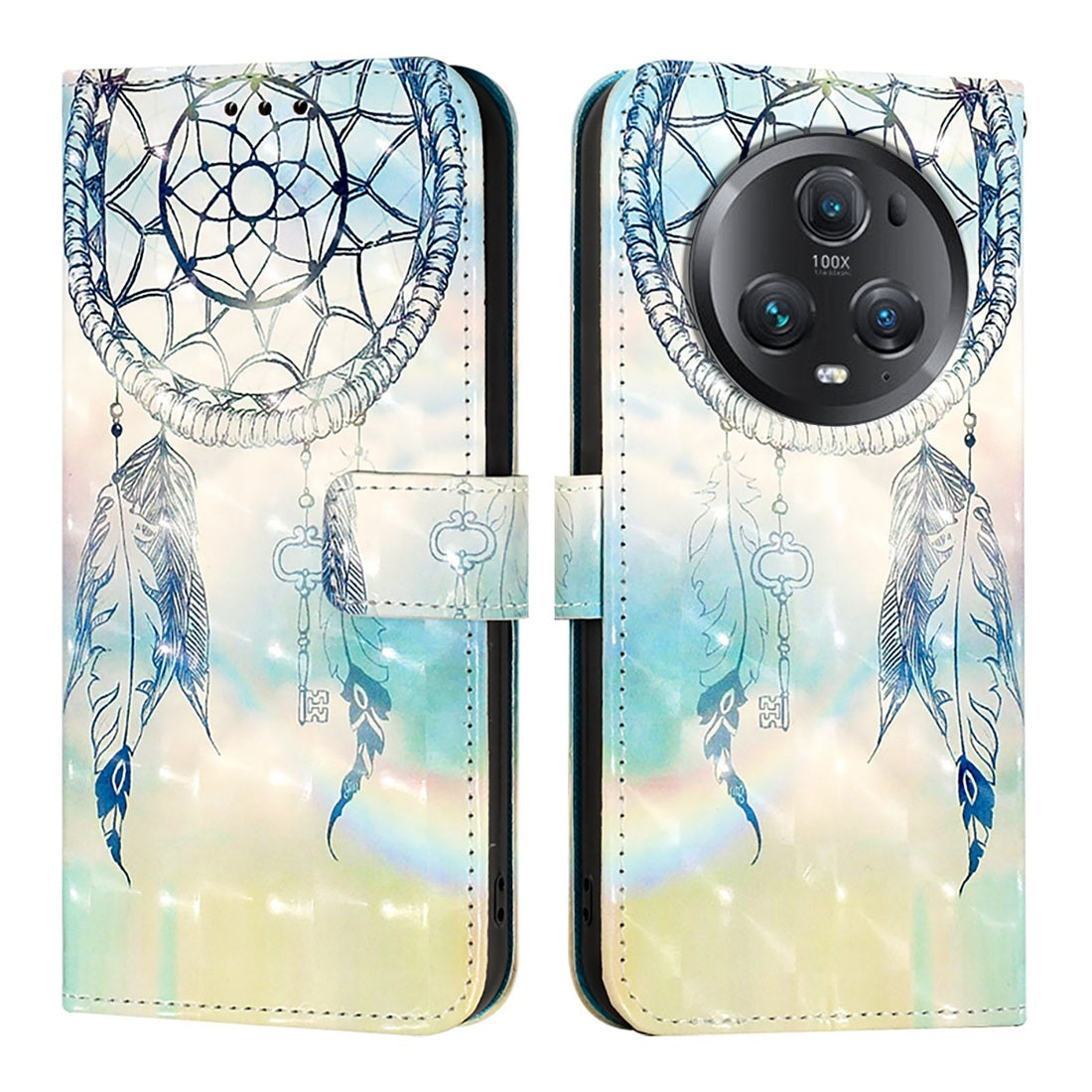 Honor Magic5 Pro Leather Flip Phone Case with 3D Painted Design, Card Holder, Wallet & Stand Function - Durable Protection & Easy Access