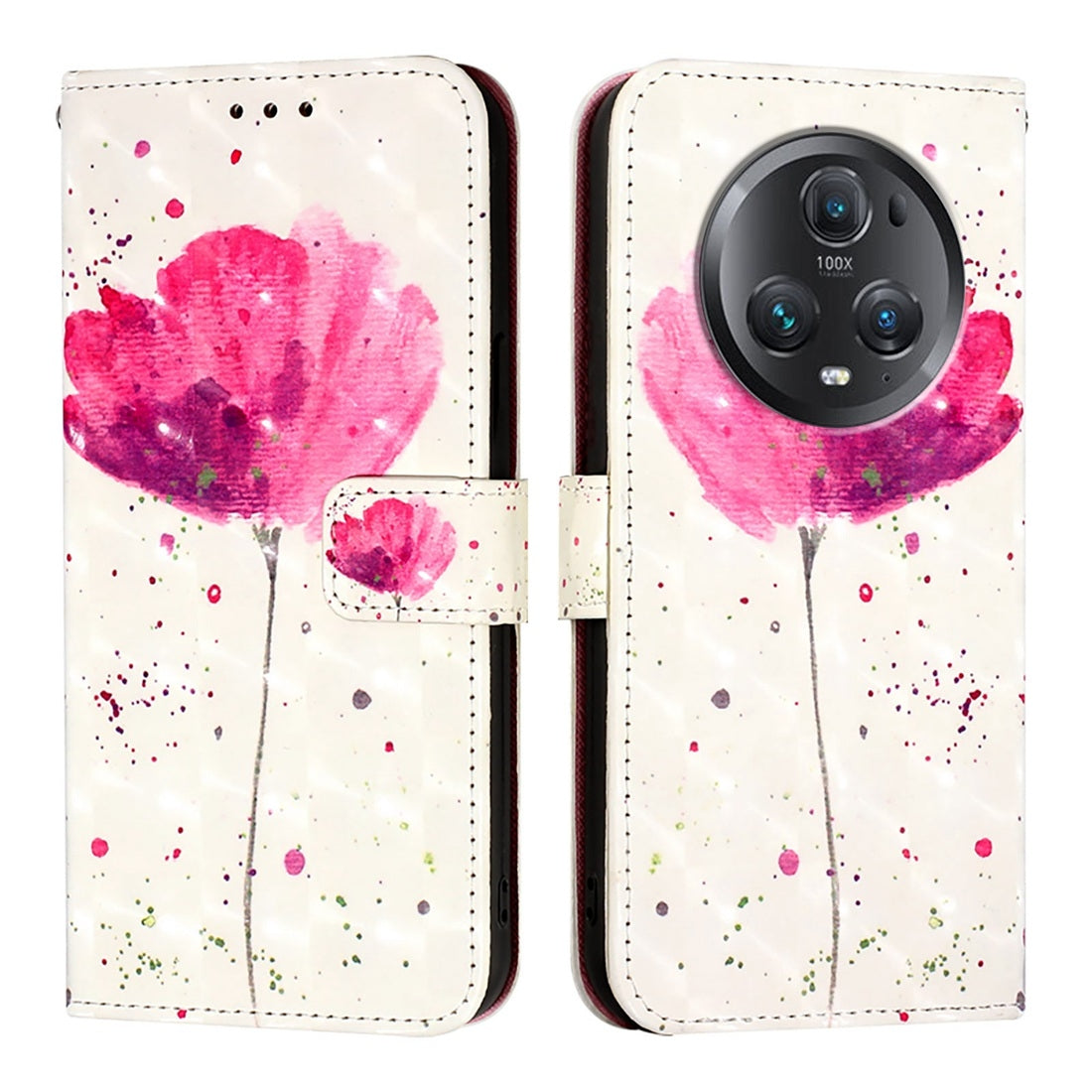 Honor Magic5 Pro Leather Flip Phone Case with 3D Painted Design, Card Holder, Wallet & Stand Function - Durable Protection & Easy Access
