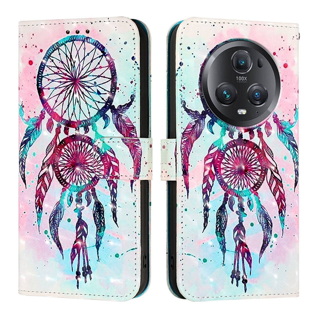 Honor Magic5 Pro Leather Flip Phone Case with 3D Painted Design, Card Holder, Wallet & Stand Function - Durable Protection & Easy Access