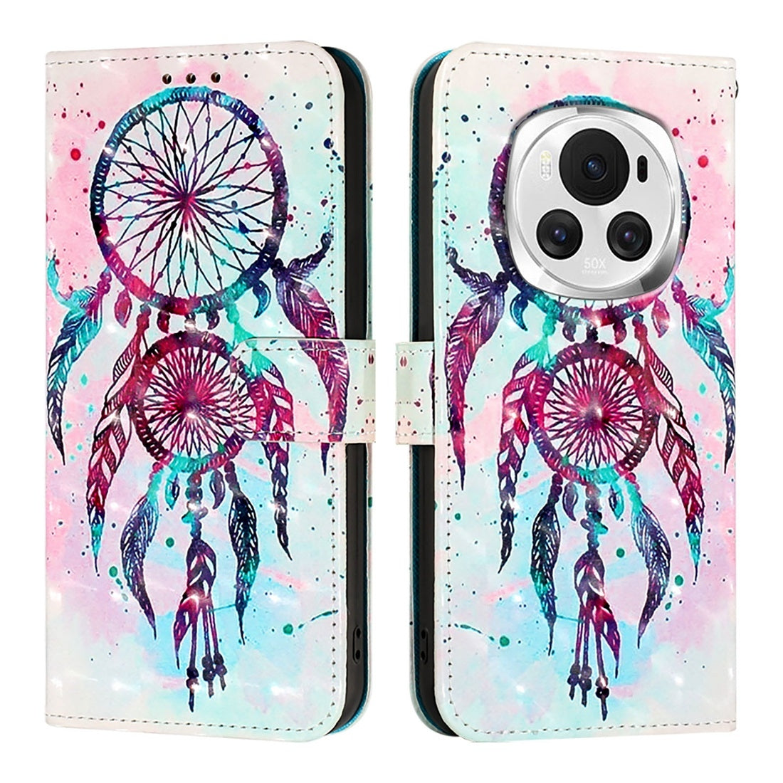 Honor Magic6 Global Leather Flip Phone Case with 3D Painted Design, Card Holder, Wallet & Stand Function - Durable Protection & Easy Access