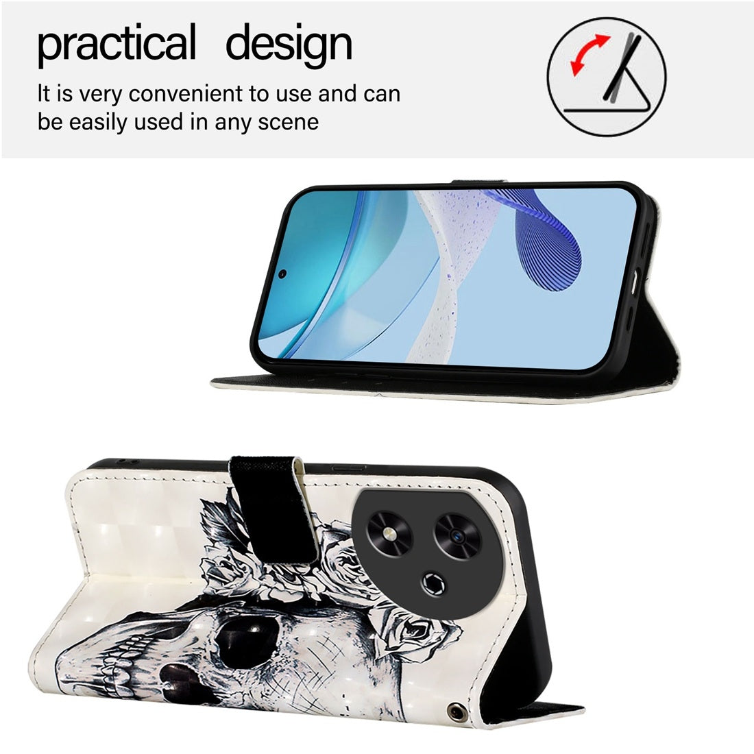 Honor Play 50 Leather Flip Phone Case with 3D Painted Design, Card Holder, Wallet & Stand Function - Durable Protection & Easy Access