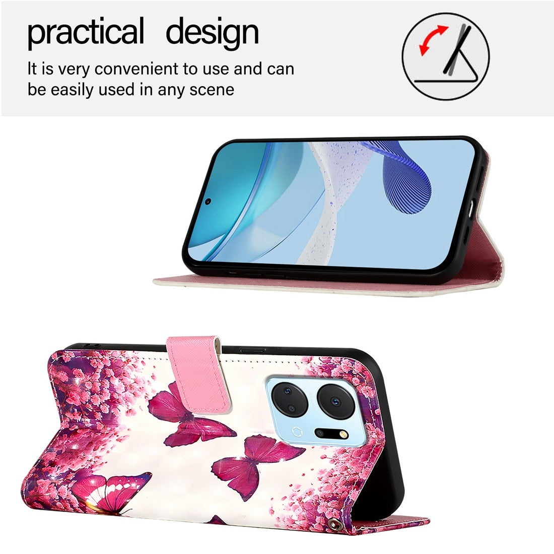 Honor Play7T Leather Flip Phone Case with 3D Painted Design, Card Holder, Wallet & Stand Function - Durable Protection & Easy Access