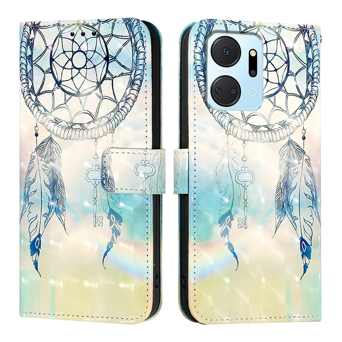 Honor Play7T Leather Flip Phone Case with 3D Painted Design, Card Holder, Wallet & Stand Function - Durable Protection & Easy Access