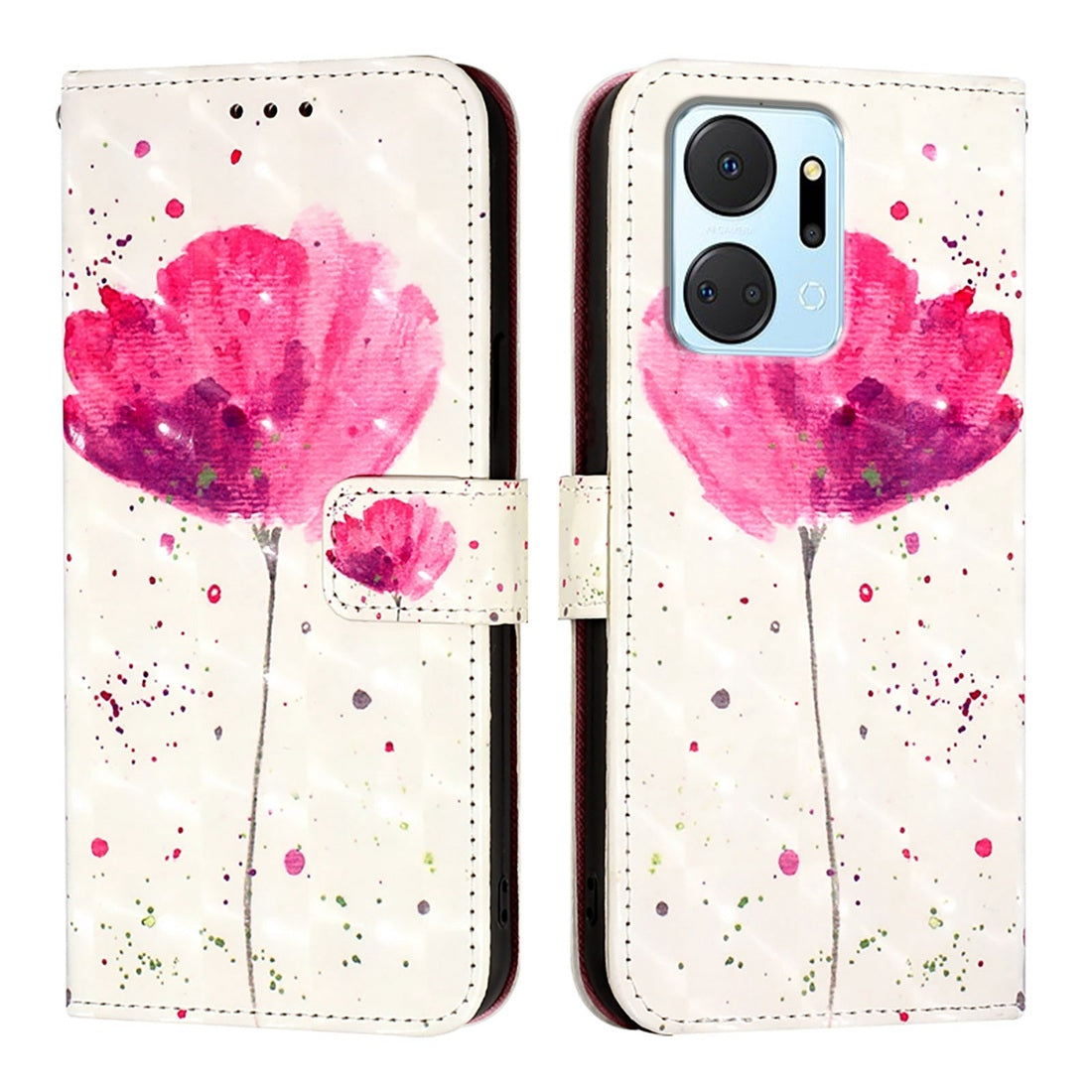 Honor Play7T Leather Flip Phone Case with 3D Painted Design, Card Holder, Wallet & Stand Function - Durable Protection & Easy Access