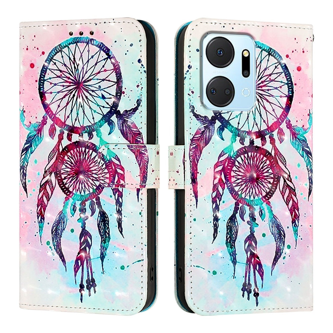 Honor X7a Leather Flip Phone Case with 3D Painted Design, Card Holder, Wallet & Stand Function - Durable Protection & Easy Access