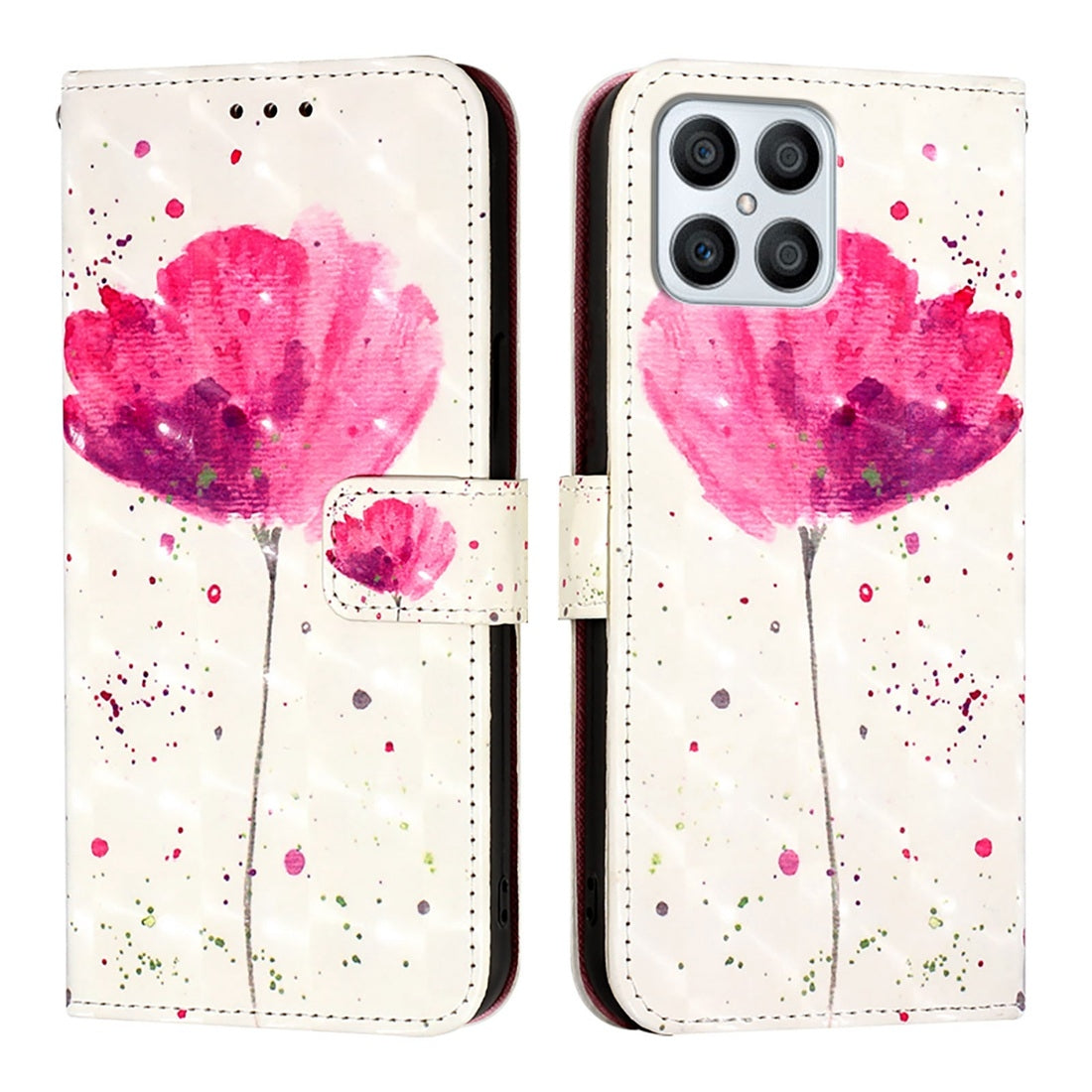 Honor Play6T Pro Leather Flip Phone Case with 3D Painted Design, Card Holder, Wallet & Stand Function - Durable Protection & Easy Access