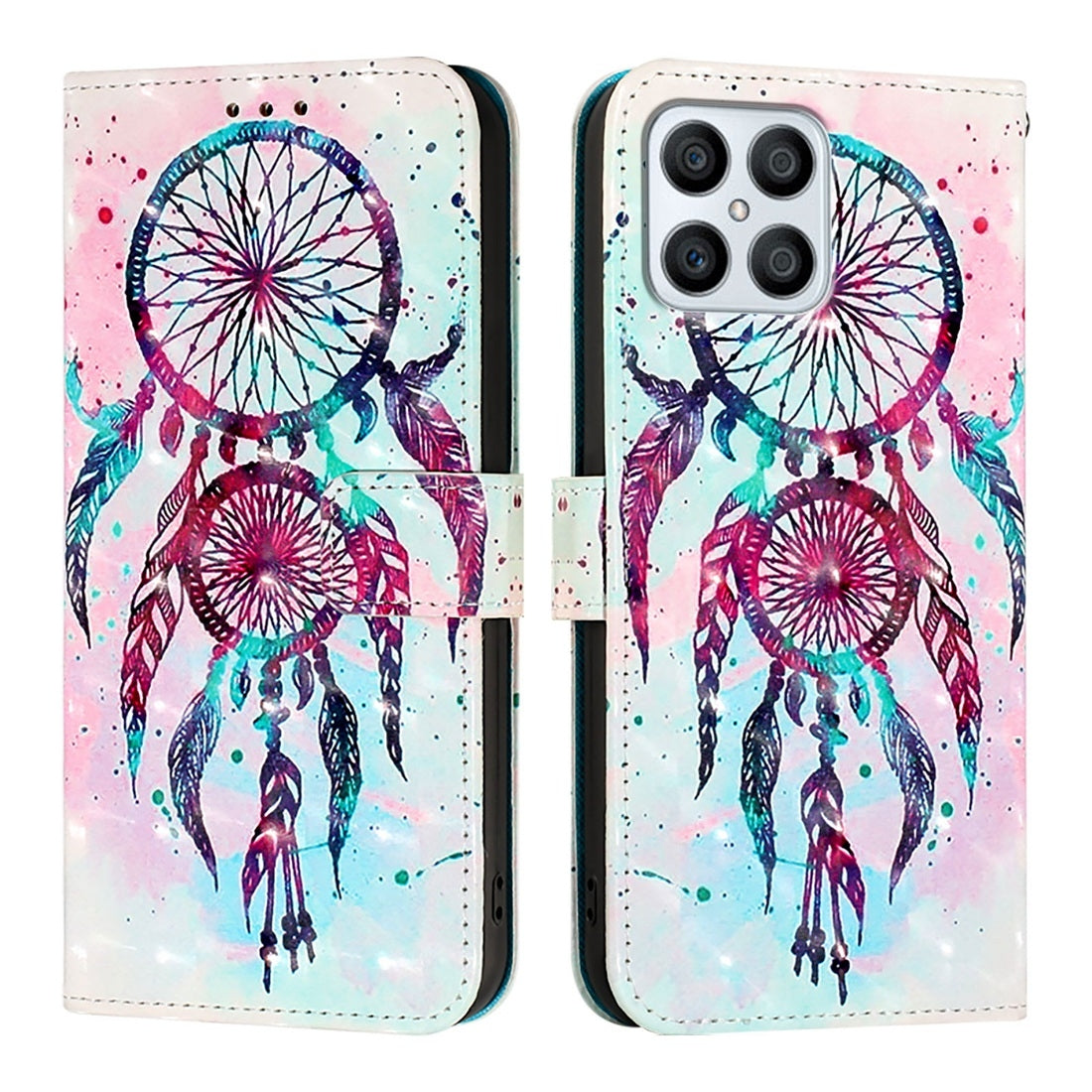 Honor Play6T Pro Leather Flip Phone Case with 3D Painted Design, Card Holder, Wallet & Stand Function - Durable Protection & Easy Access