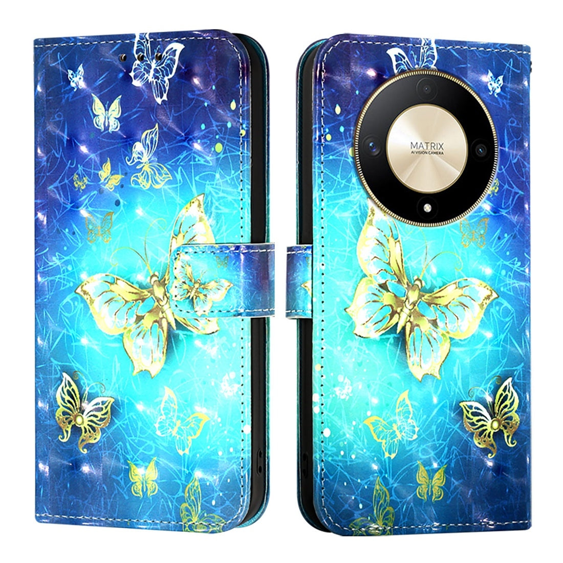 Honor Magic6 Lite Global Leather Flip Phone Case with 3D Painted Design, Card Holder, Wallet & Stand Function - Durable Protection & Easy Access