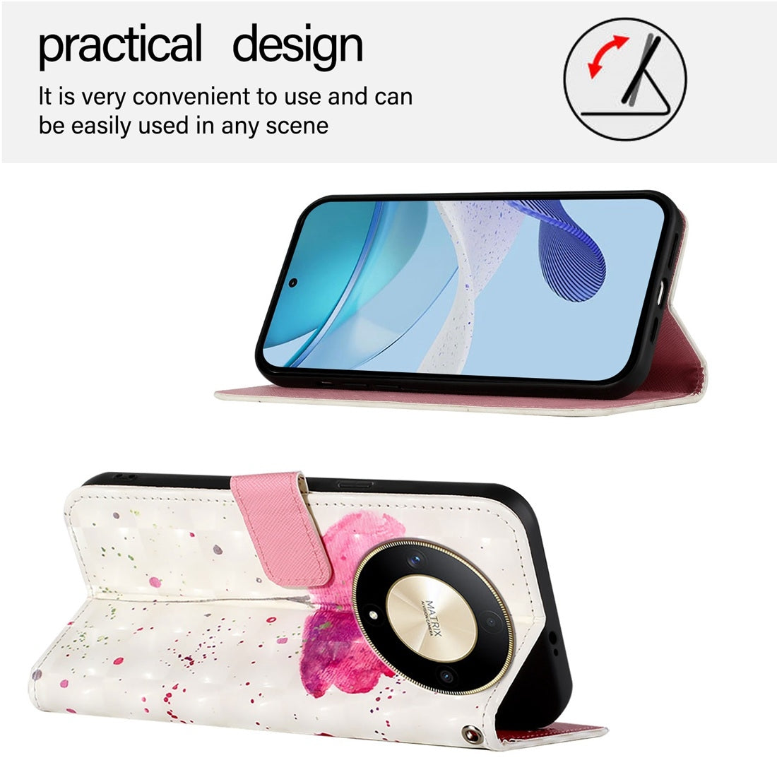 Honor X9b Leather Flip Phone Case with 3D Painted Design, Card Holder, Wallet & Stand Function - Durable Protection & Easy Access