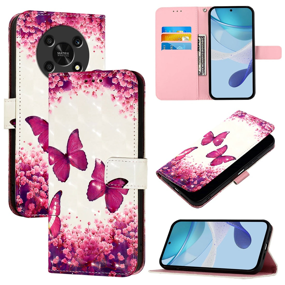 Honor X30 2021 Leather Flip Phone Case with 3D Painted Design, Card Holder, Wallet & Stand Function - Durable Protection & Easy Access