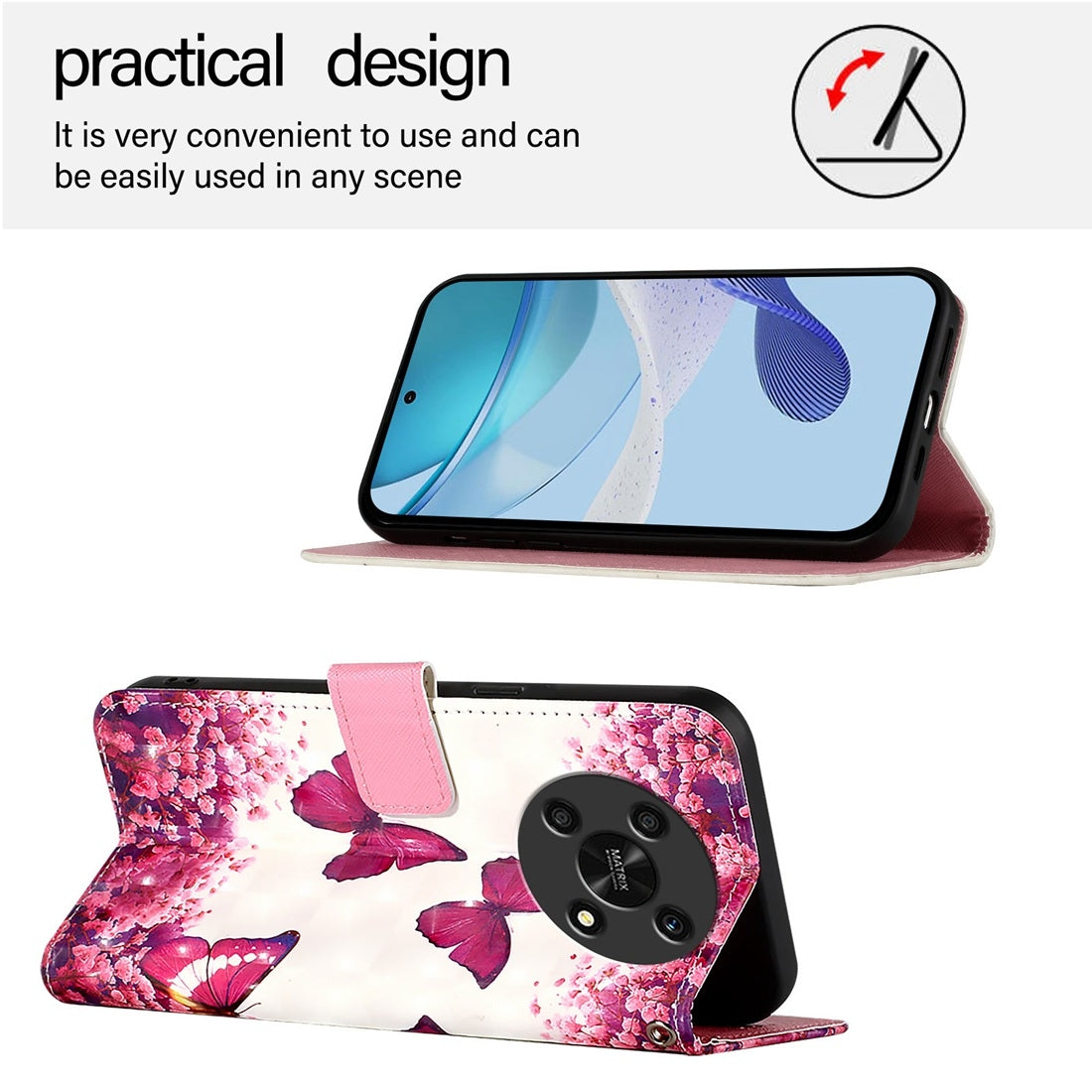 Honor X30 2021 Leather Flip Phone Case with 3D Painted Design, Card Holder, Wallet & Stand Function - Durable Protection & Easy Access