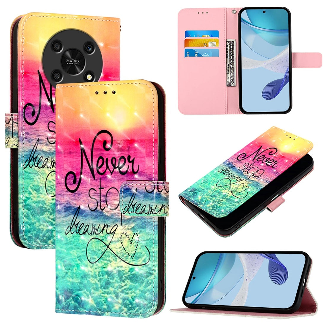 Honor X9 4G/5G Leather Flip Phone Case with 3D Painted Design, Card Holder, Wallet & Stand Function - Durable Protection & Easy Access