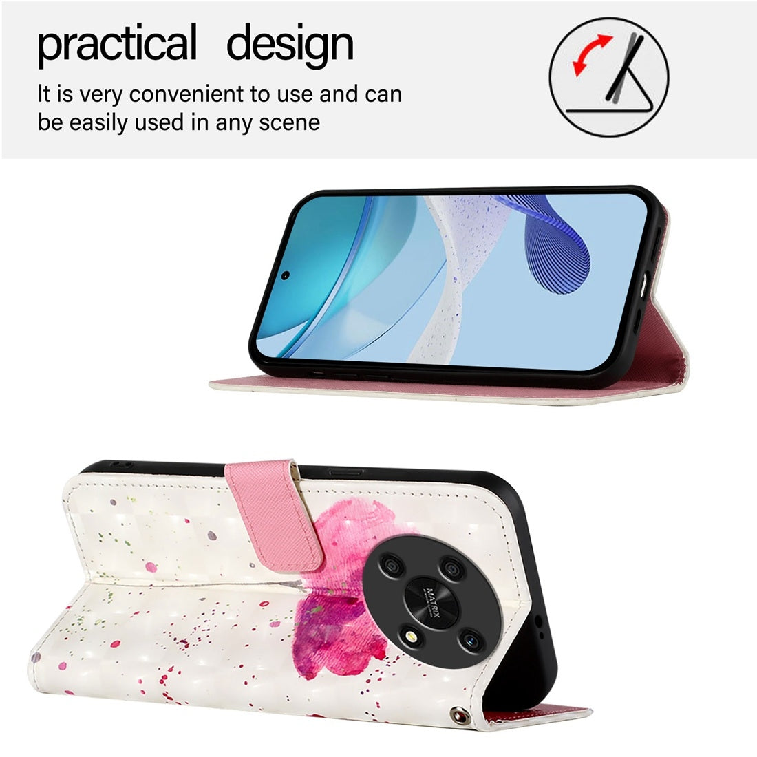 Honor X30 2021 Leather Flip Phone Case with 3D Painted Design, Card Holder, Wallet & Stand Function - Durable Protection & Easy Access