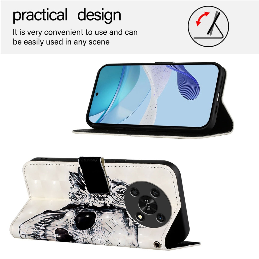Honor X30 2021 Leather Flip Phone Case with 3D Painted Design, Card Holder, Wallet & Stand Function - Durable Protection & Easy Access