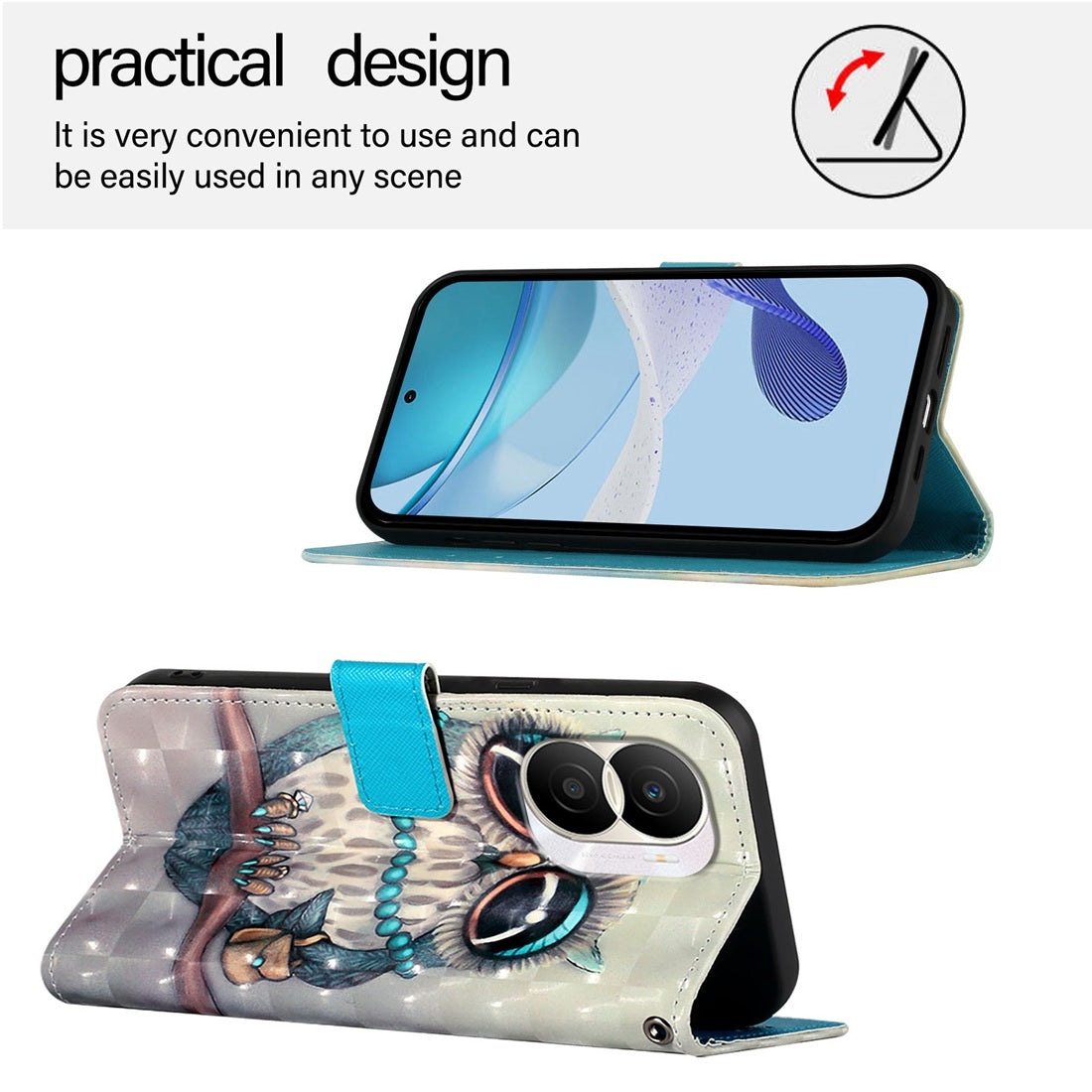 Honor X40i Leather Flip Phone Case with 3D Painted Design, Card Holder, Wallet & Stand Function - Durable Protection & Easy Access