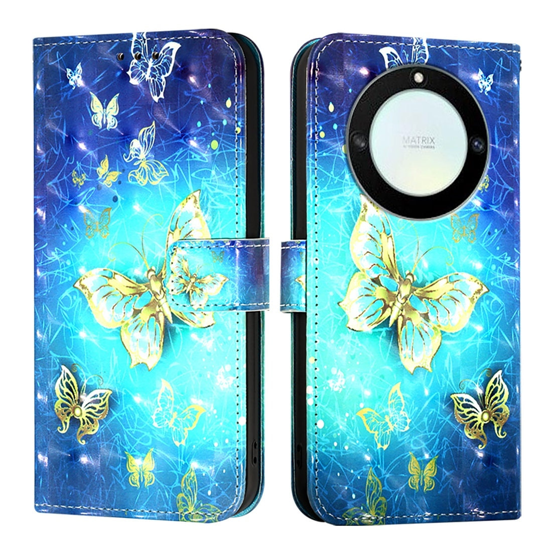 Honor Magic5 Lite Leather Flip Phone Case with 3D Painted Design, Card Holder, Wallet & Stand Function - Durable Protection & Easy Access