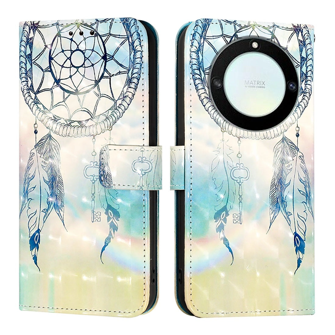 Honor Magic5 Lite Leather Flip Phone Case with 3D Painted Design, Card Holder, Wallet & Stand Function - Durable Protection & Easy Access