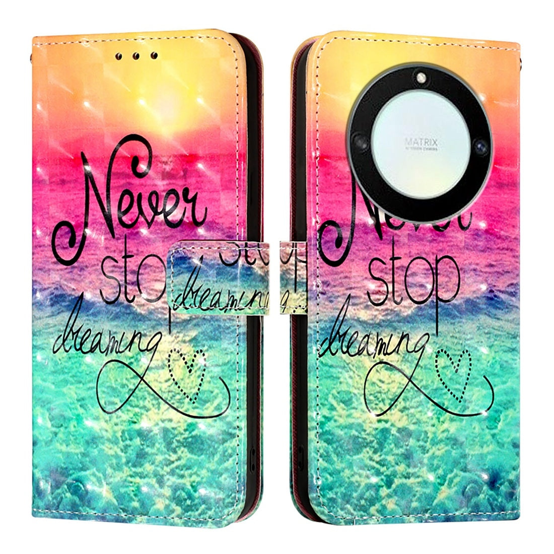 Honor Magic5 Lite Leather Flip Phone Case with 3D Painted Design, Card Holder, Wallet & Stand Function - Durable Protection & Easy Access