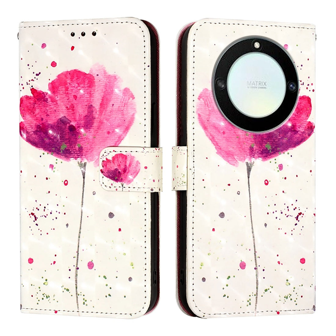 Honor Magic5 Lite Leather Flip Phone Case with 3D Painted Design, Card Holder, Wallet & Stand Function - Durable Protection & Easy Access