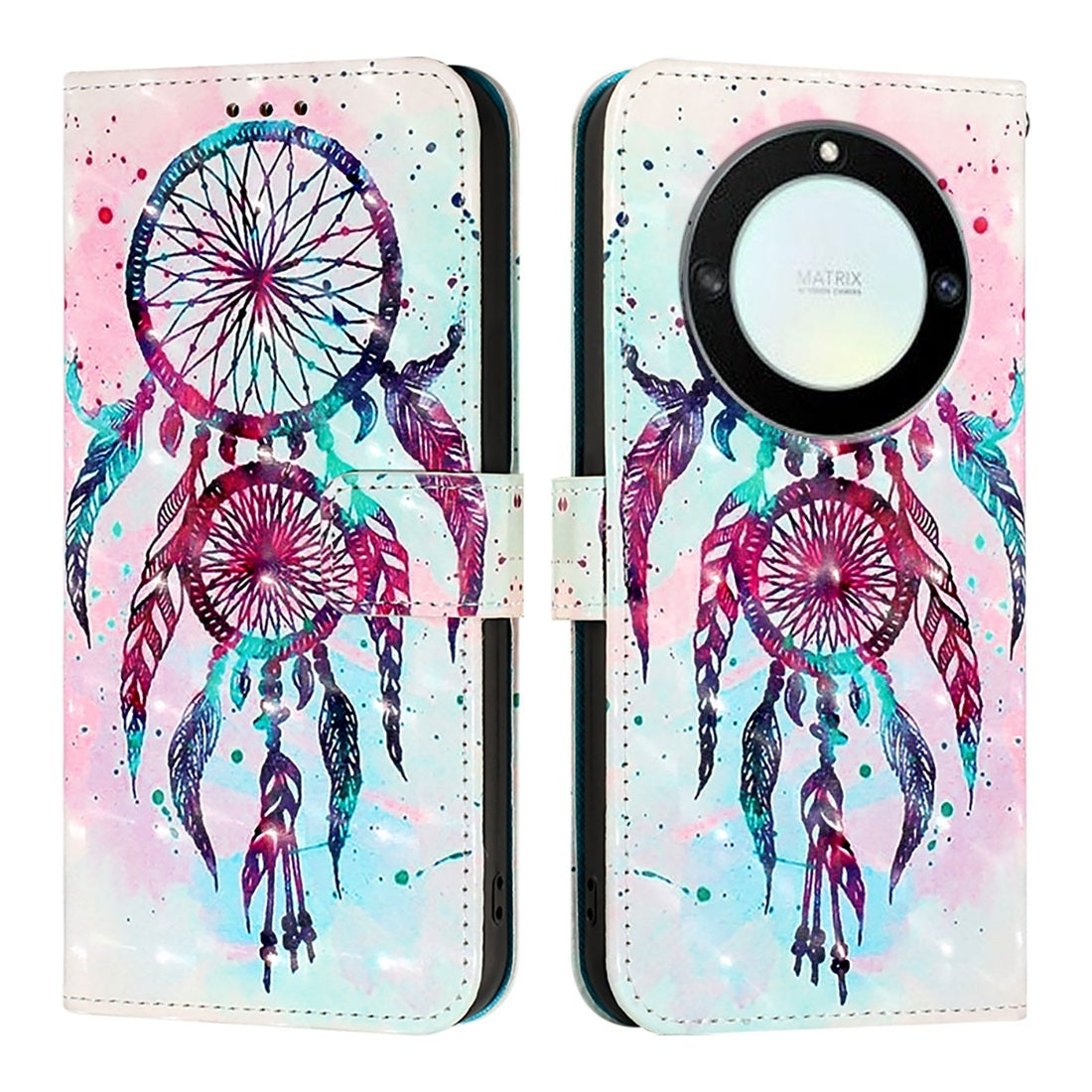 Honor Magic5 Lite Leather Flip Phone Case with 3D Painted Design, Card Holder, Wallet & Stand Function - Durable Protection & Easy Access