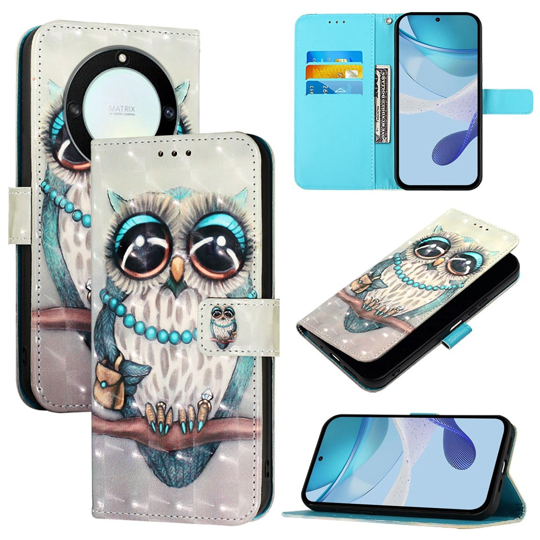 Honor Magic5 Lite Leather Flip Phone Case with 3D Painted Design, Card Holder, Wallet & Stand Function - Durable Protection & Easy Access