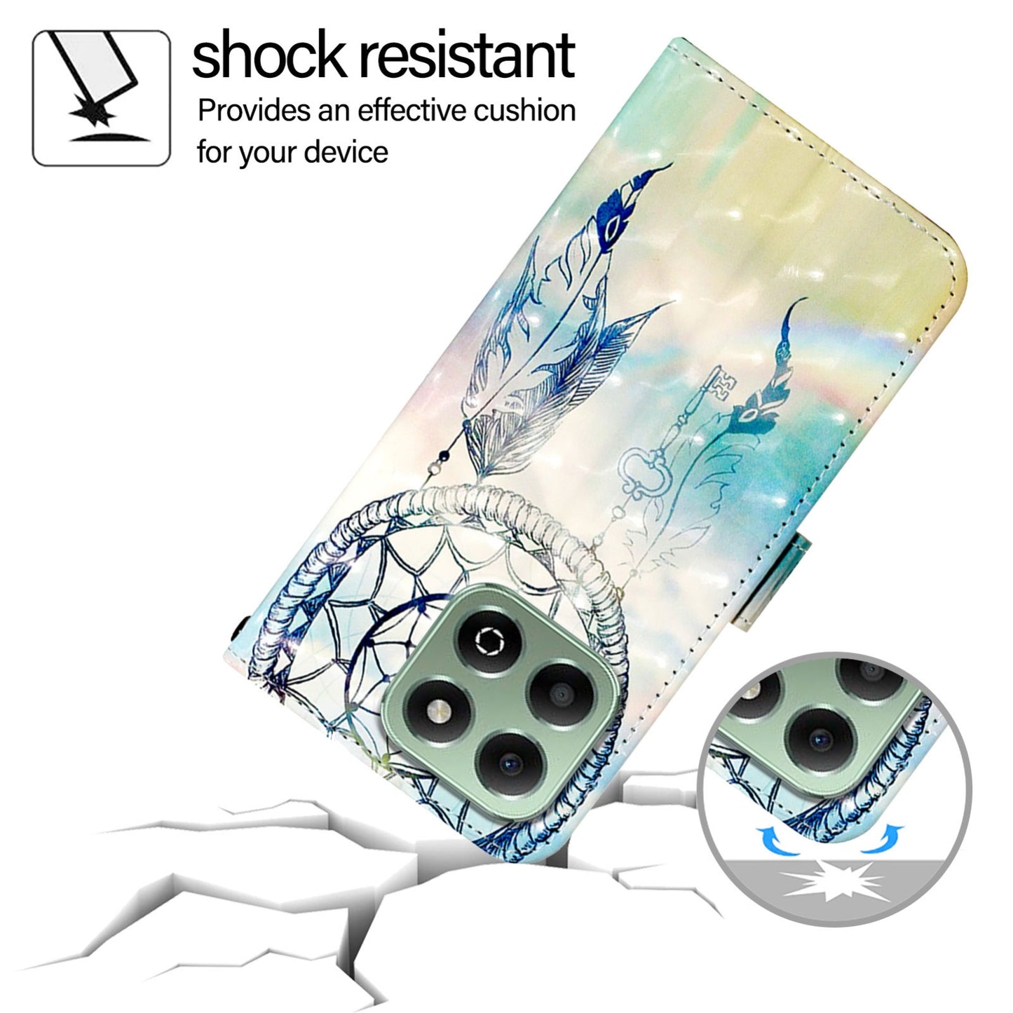 Honor X6b Leather Flip Phone Case with 3D Painted Design, Card Holder, Wallet & Stand Function - Durable Protection & Easy Access