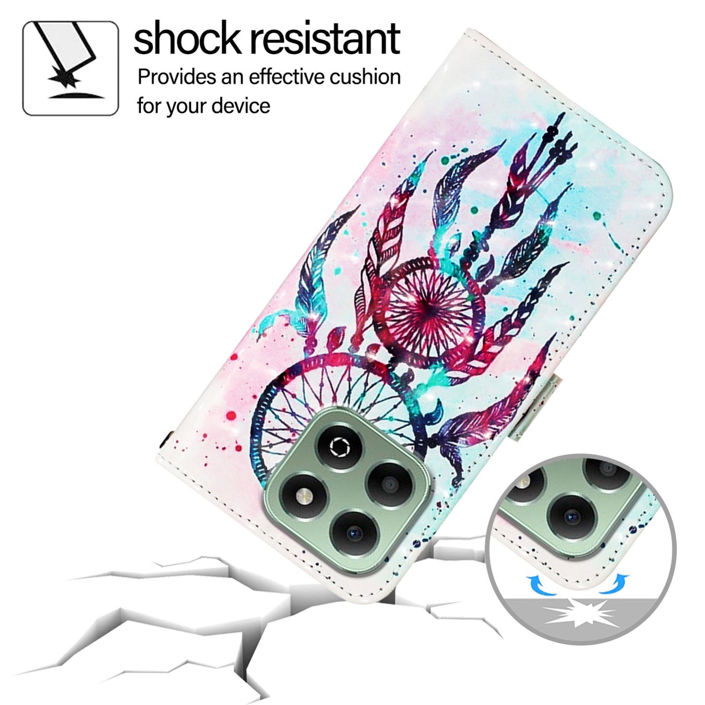 Honor X6b Leather Flip Phone Case with 3D Painted Design, Card Holder, Wallet & Stand Function - Durable Protection & Easy Access