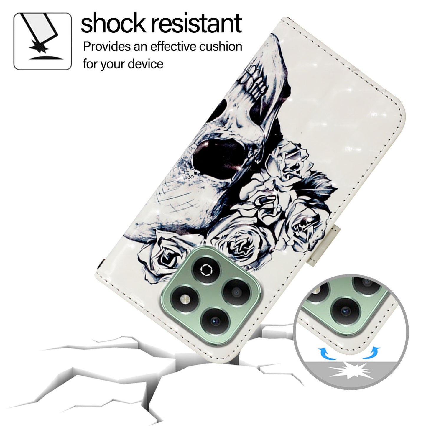 Honor X6b Leather Flip Phone Case with 3D Painted Design, Card Holder, Wallet & Stand Function - Durable Protection & Easy Access