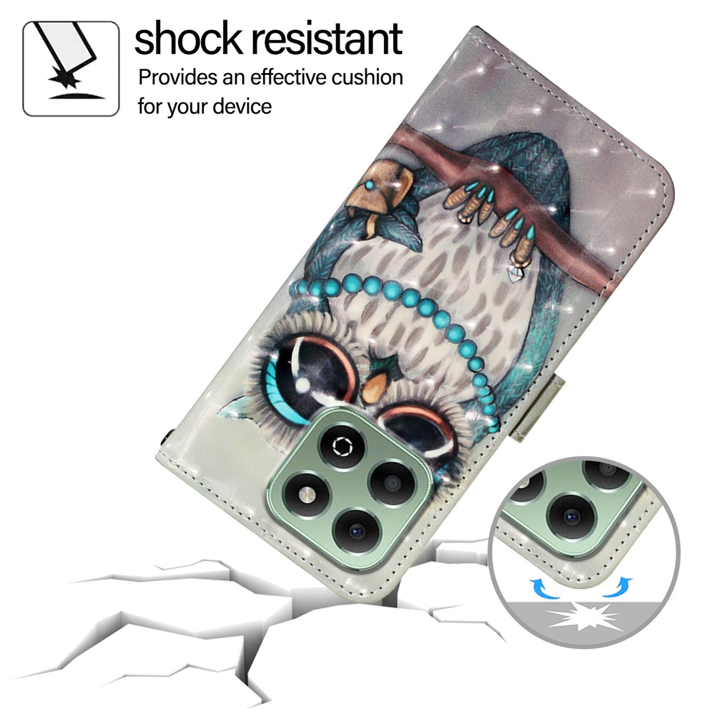 Honor X6b Leather Flip Phone Case with 3D Painted Design, Card Holder, Wallet & Stand Function - Durable Protection & Easy Access