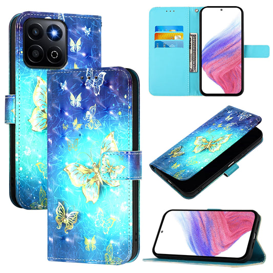 Honor 200 Smart 5G Global Leather Flip Phone Case with 3D Painted Design, Card Holder, Wallet & Stand Function - Durable Protection & Easy Access