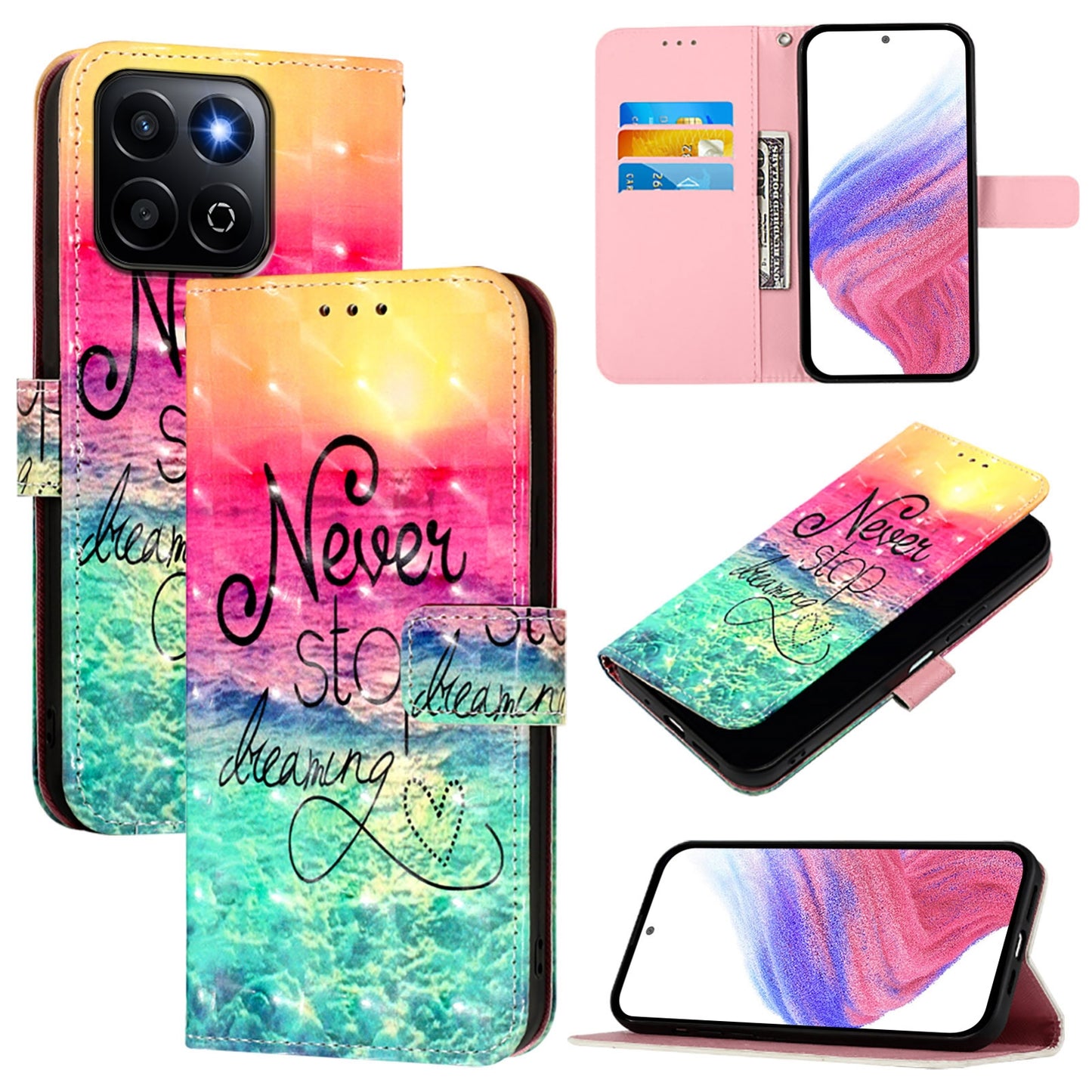 Honor 200 Smart 5G Global Leather Flip Phone Case with 3D Painted Design, Card Holder, Wallet & Stand Function - Durable Protection & Easy Access