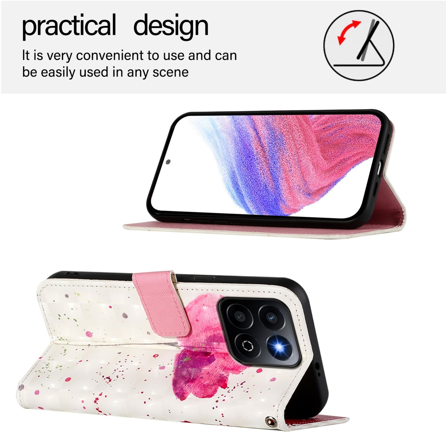 Honor 200 Smart 5G Global Leather Flip Phone Case with 3D Painted Design, Card Holder, Wallet & Stand Function - Durable Protection & Easy Access