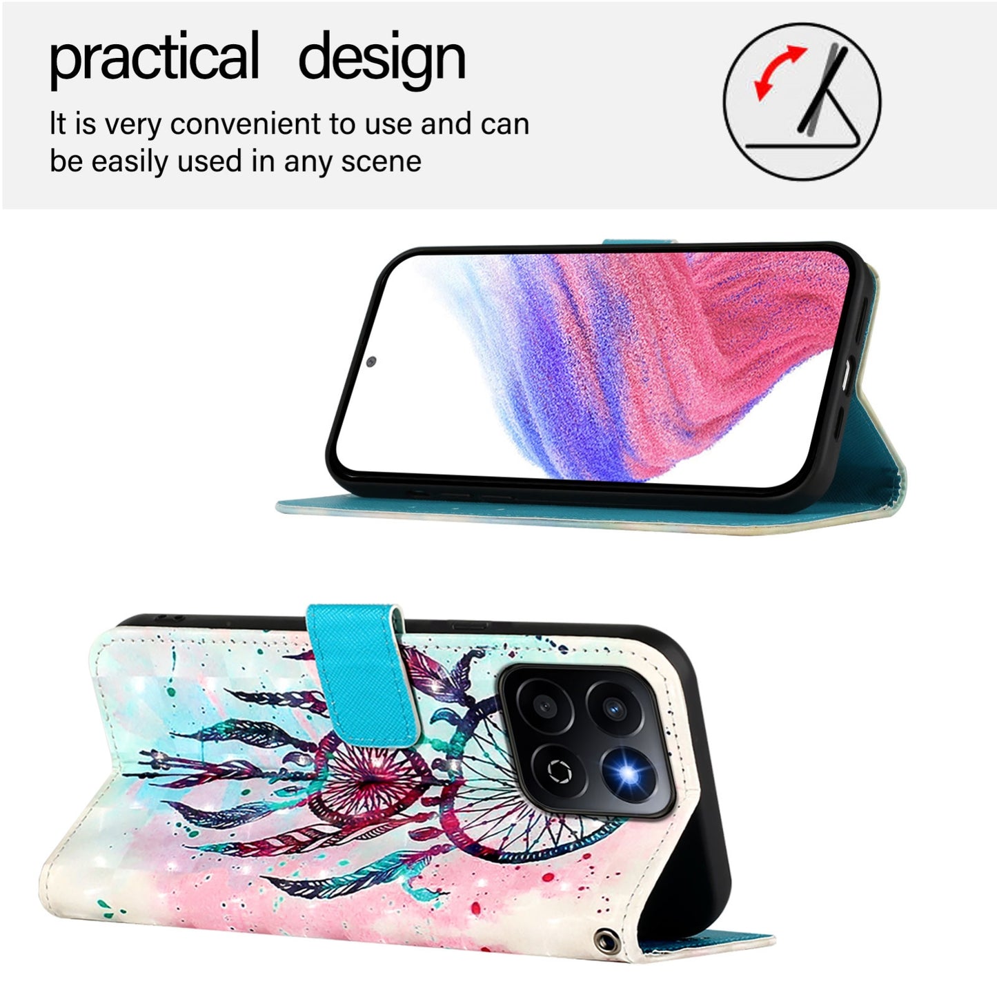 Honor 200 Smart 5G Global Leather Flip Phone Case with 3D Painted Design, Card Holder, Wallet & Stand Function - Durable Protection & Easy Access