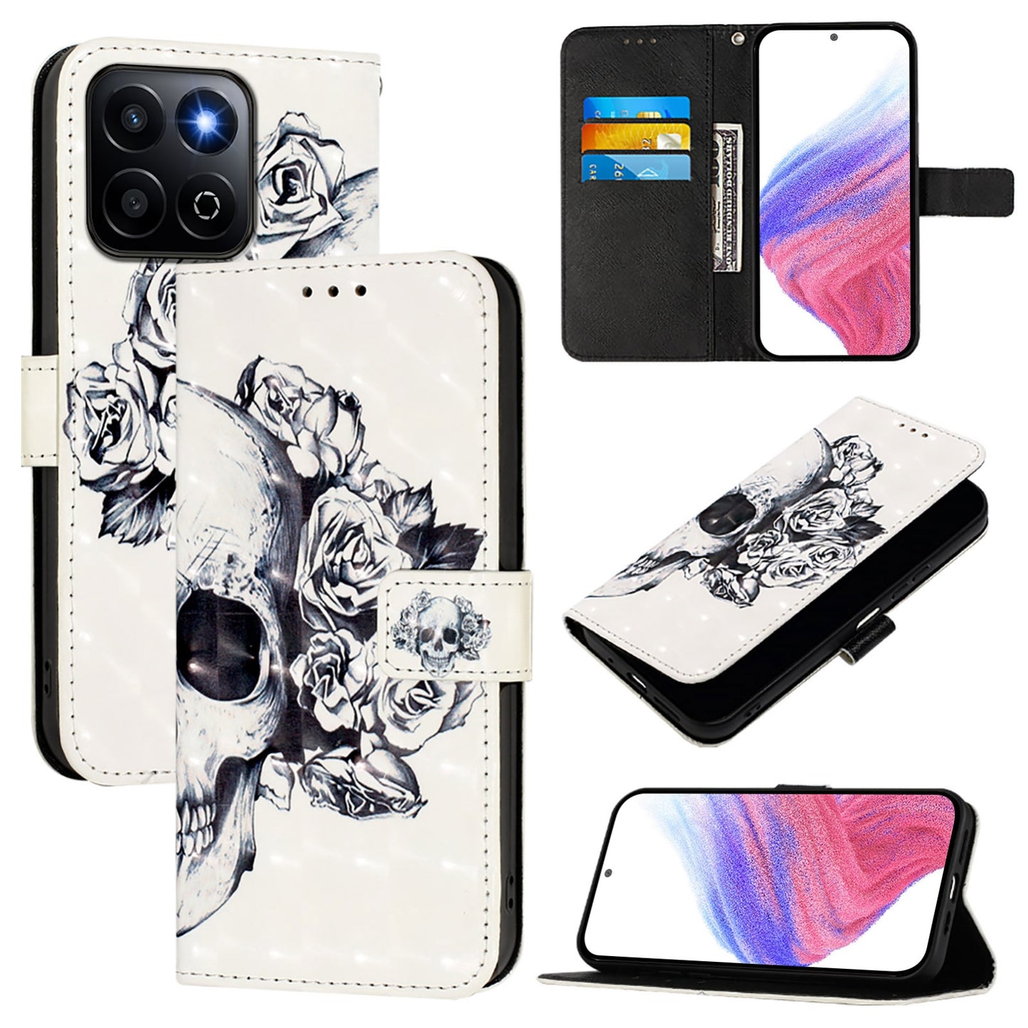 Honor 200 Smart 5G Global Leather Flip Phone Case with 3D Painted Design, Card Holder, Wallet & Stand Function - Durable Protection & Easy Access