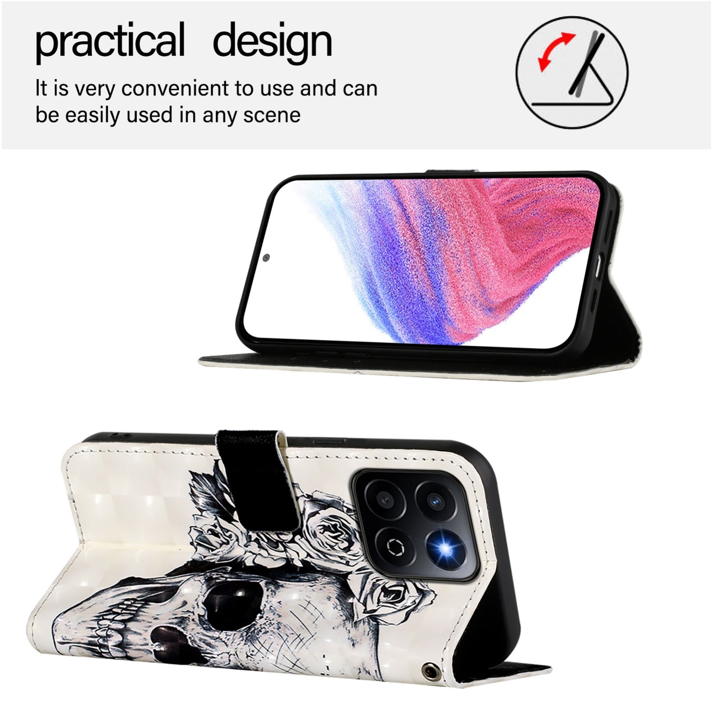 Honor 200 Smart 5G Global Leather Flip Phone Case with 3D Painted Design, Card Holder, Wallet & Stand Function - Durable Protection & Easy Access
