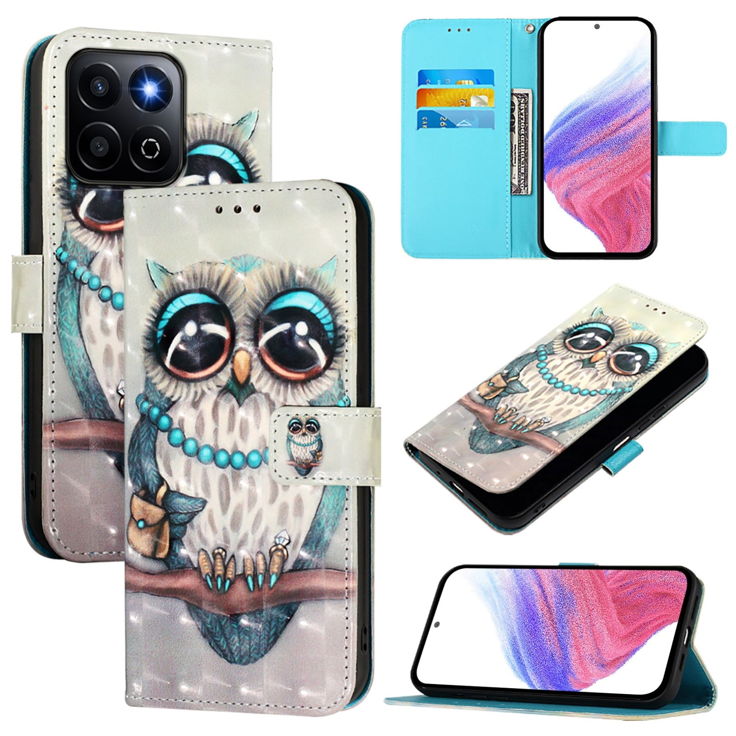 Honor 200 Smart 5G Global Leather Flip Phone Case with 3D Painted Design, Card Holder, Wallet & Stand Function - Durable Protection & Easy Access
