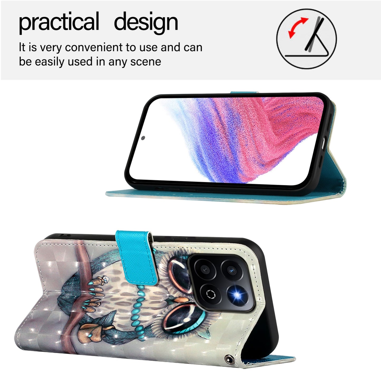 Honor 200 Smart 5G Global Leather Flip Phone Case with 3D Painted Design, Card Holder, Wallet & Stand Function - Durable Protection & Easy Access