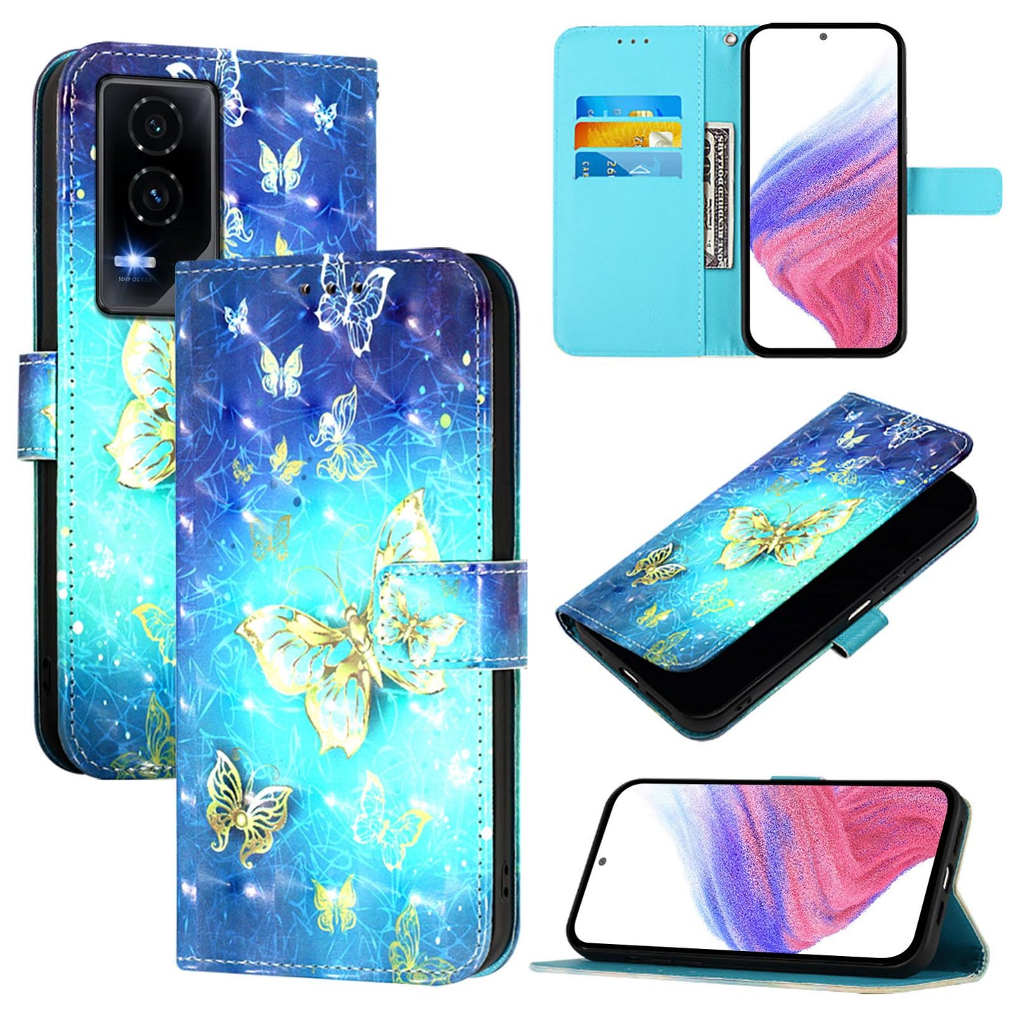 Honor GT Leather Flip Phone Case with 3D Painted Design, Card Holder, Wallet & Stand Function - Durable Protection & Easy Access