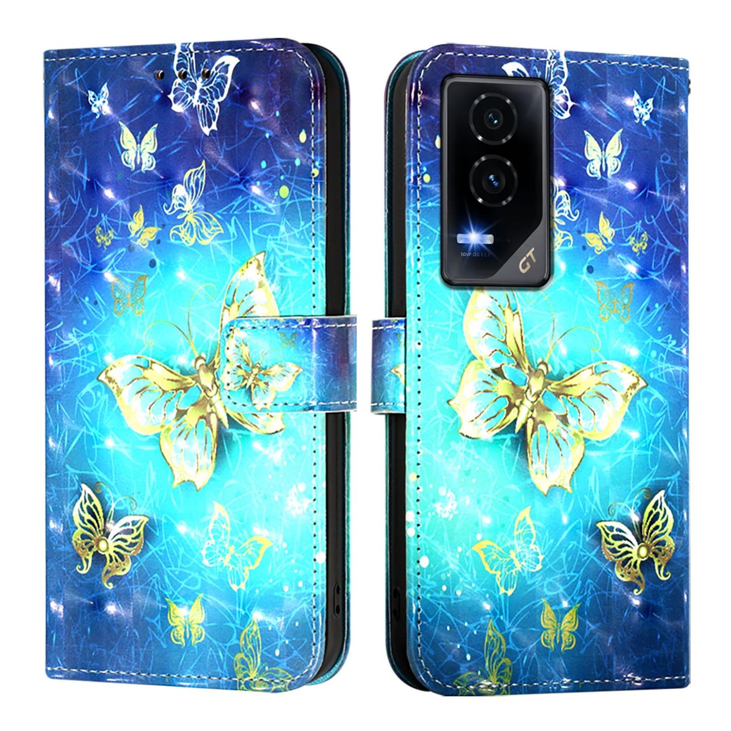 Honor GT Leather Flip Phone Case with 3D Painted Design, Card Holder, Wallet & Stand Function - Durable Protection & Easy Access
