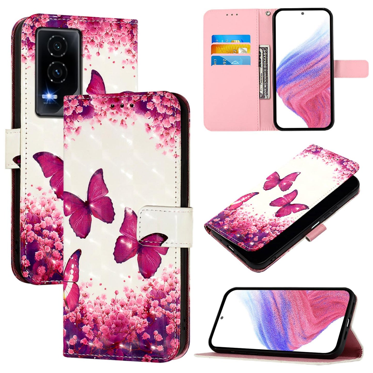 Honor GT Leather Flip Phone Case with 3D Painted Design, Card Holder, Wallet & Stand Function - Durable Protection & Easy Access