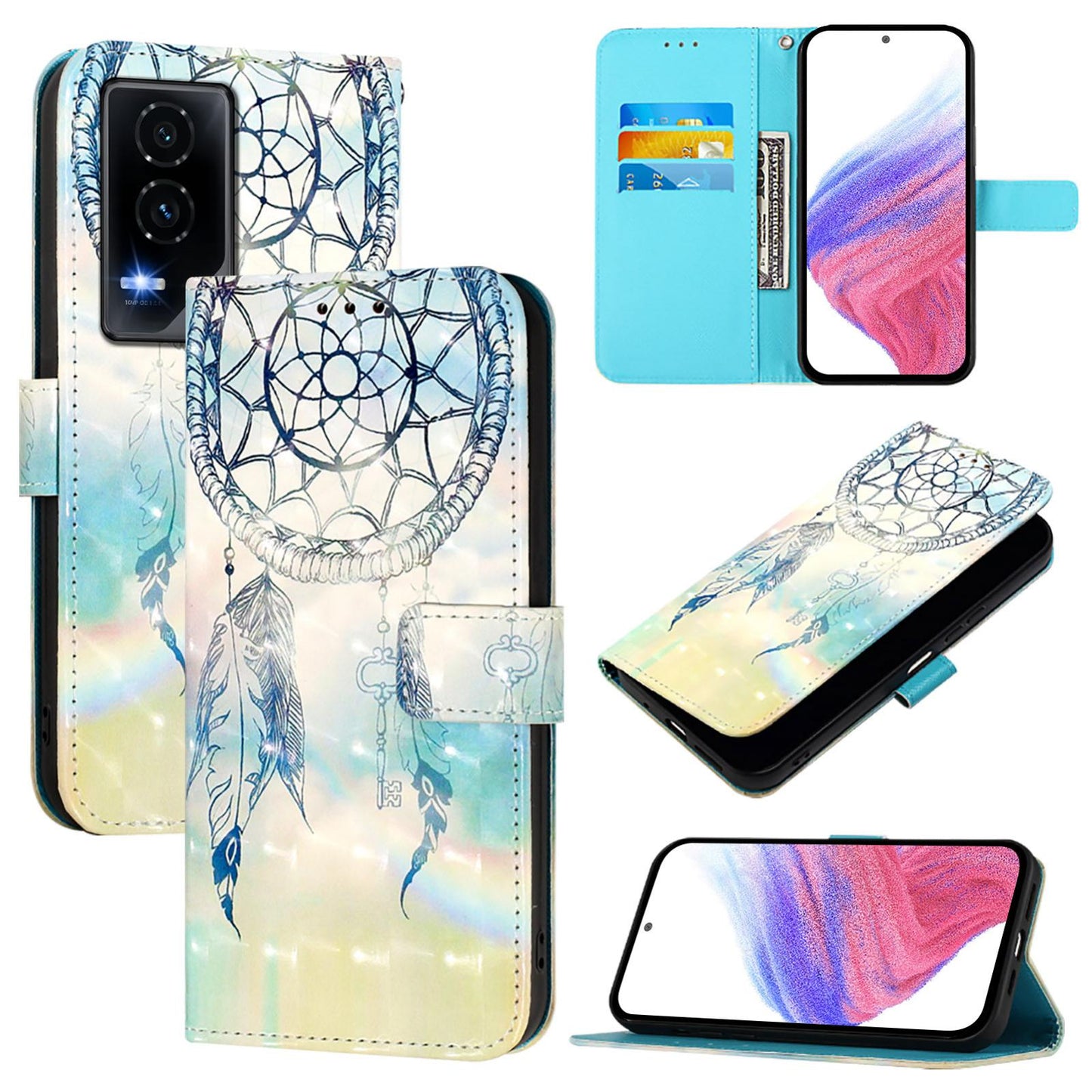 Honor GT Leather Flip Phone Case with 3D Painted Design, Card Holder, Wallet & Stand Function - Durable Protection & Easy Access