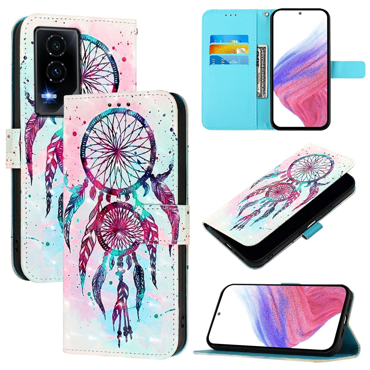 Honor GT Leather Flip Phone Case with 3D Painted Design, Card Holder, Wallet & Stand Function - Durable Protection & Easy Access