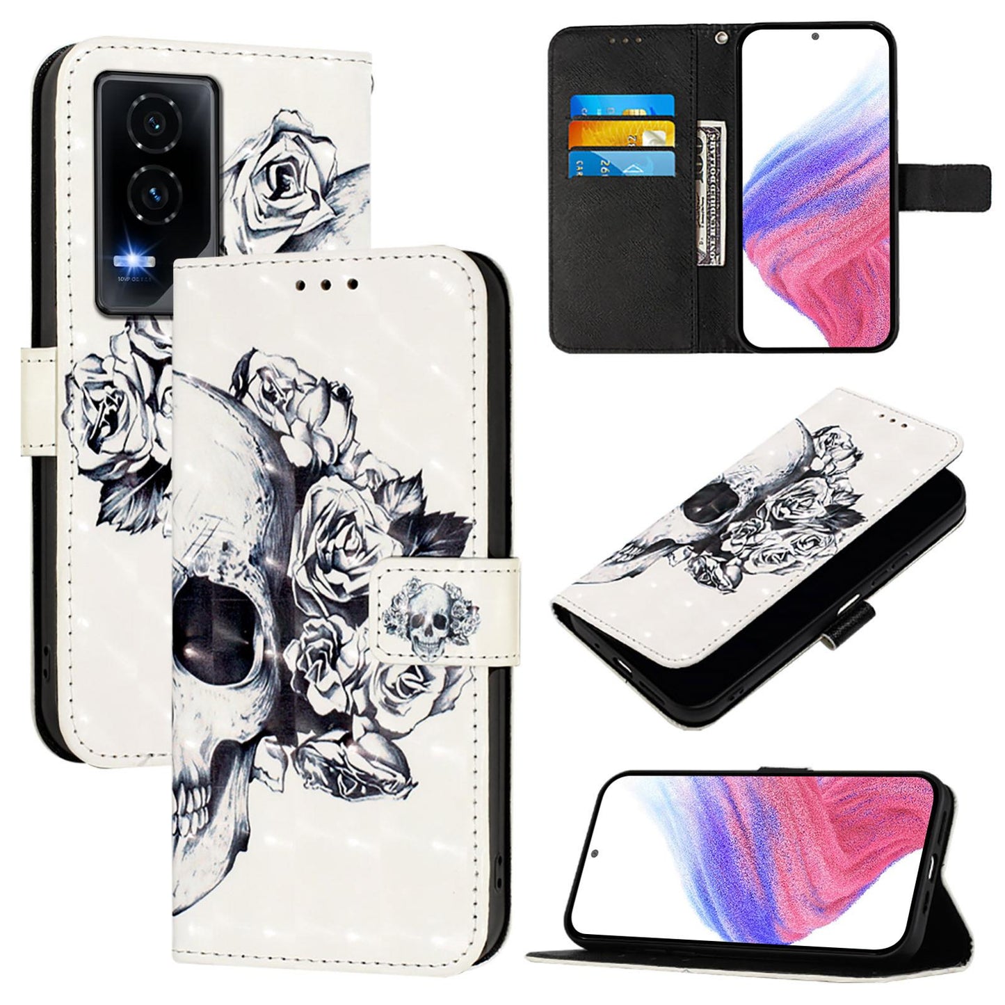 Honor GT Leather Flip Phone Case with 3D Painted Design, Card Holder, Wallet & Stand Function - Durable Protection & Easy Access