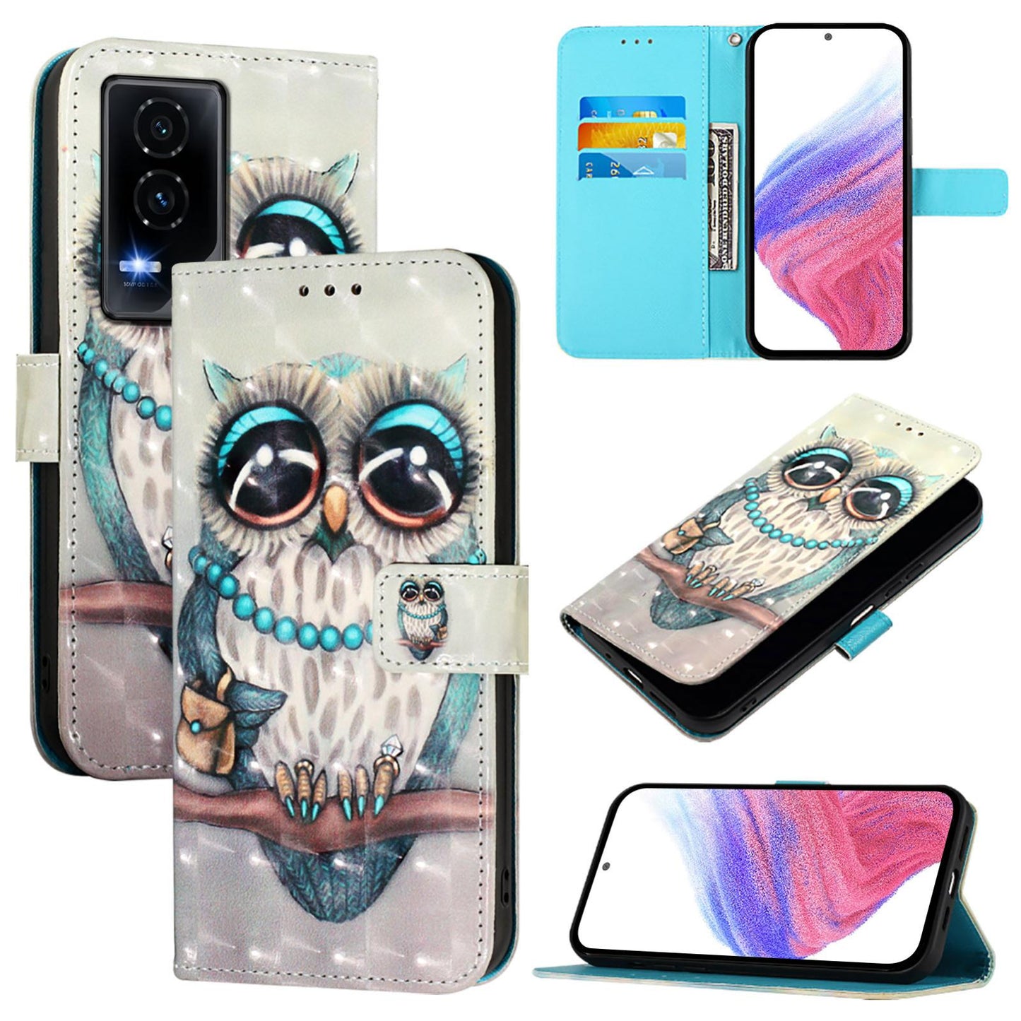 Honor GT Leather Flip Phone Case with 3D Painted Design, Card Holder, Wallet & Stand Function - Durable Protection & Easy Access