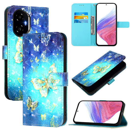 Honor 300 Leather Flip Phone Case with 3D Painted Design, Card Holder, Wallet & Stand Function - Durable Protection & Easy Access