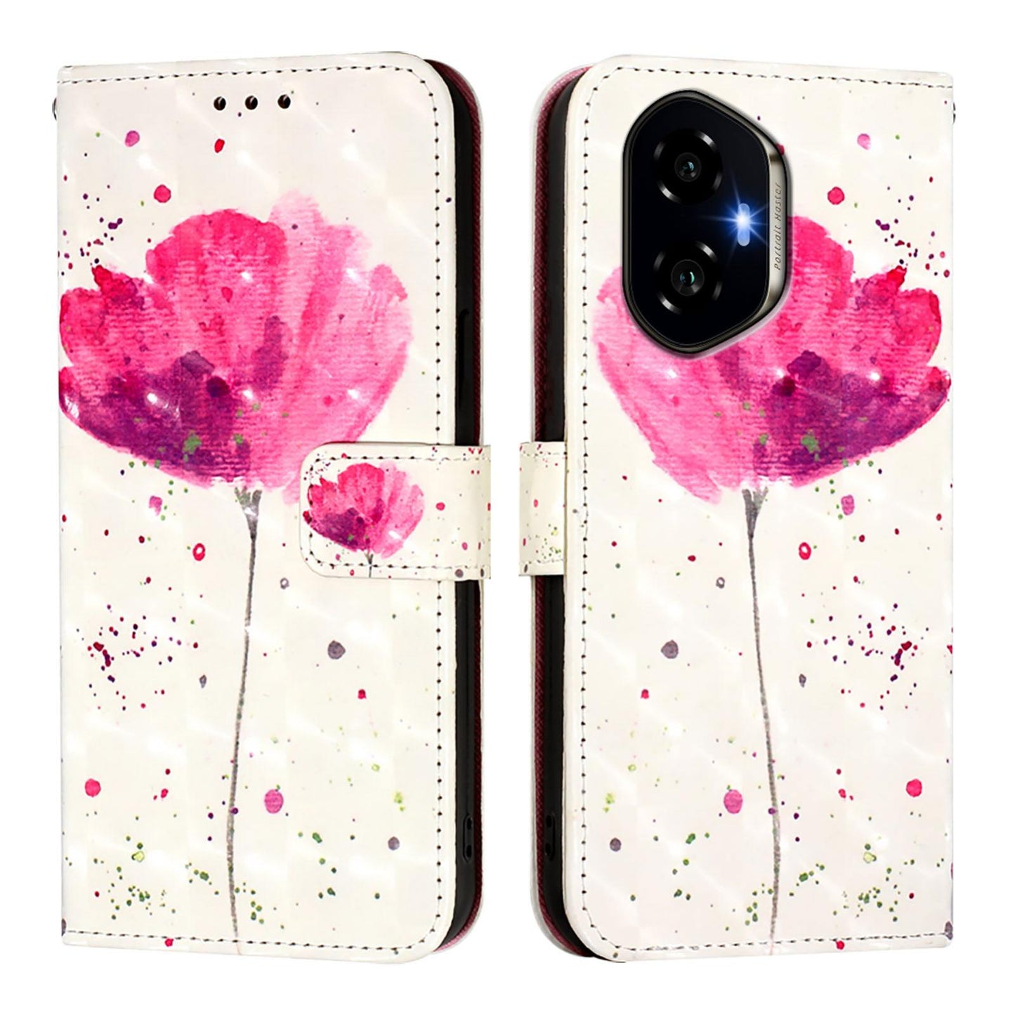 Honor 300 Leather Flip Phone Case with 3D Painted Design, Card Holder, Wallet & Stand Function - Durable Protection & Easy Access
