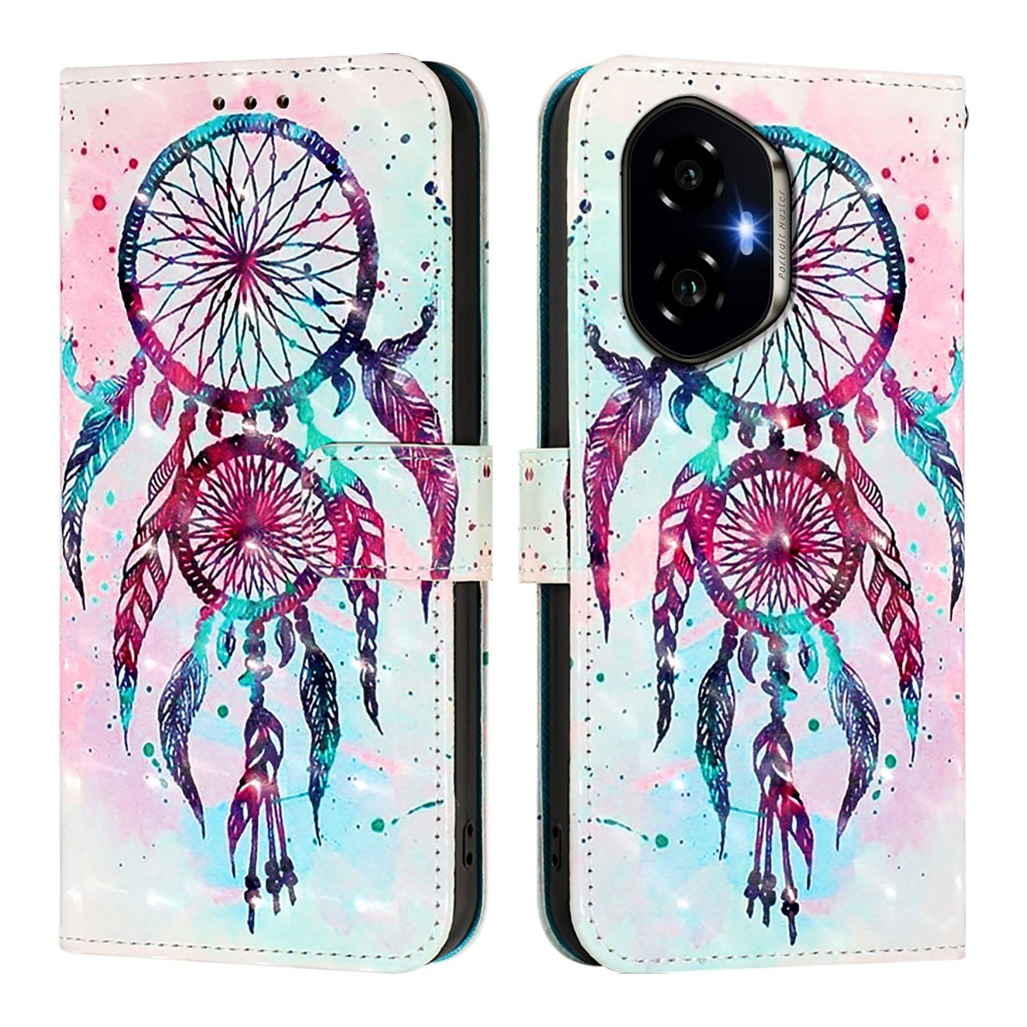 Honor 300 Leather Flip Phone Case with 3D Painted Design, Card Holder, Wallet & Stand Function - Durable Protection & Easy Access
