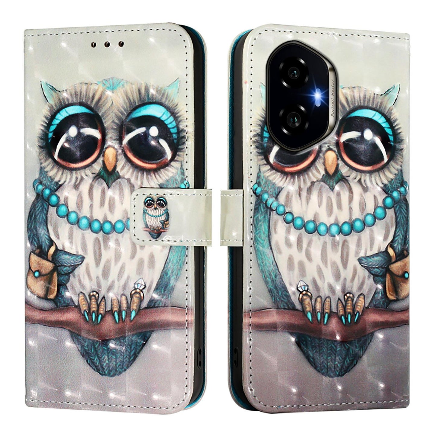 Honor 300 Leather Flip Phone Case with 3D Painted Design, Card Holder, Wallet & Stand Function - Durable Protection & Easy Access
